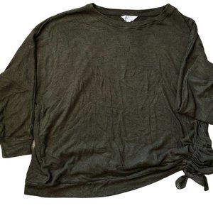 Market and Spruce Orly Ruched Side knit Top, Olive